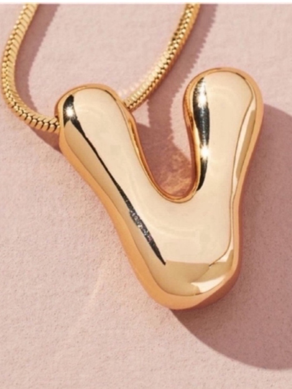 New! Gold Bubble Monogram Initial Letter Necklace NWOT